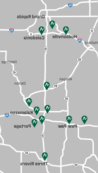 Map showing Arbor locations.